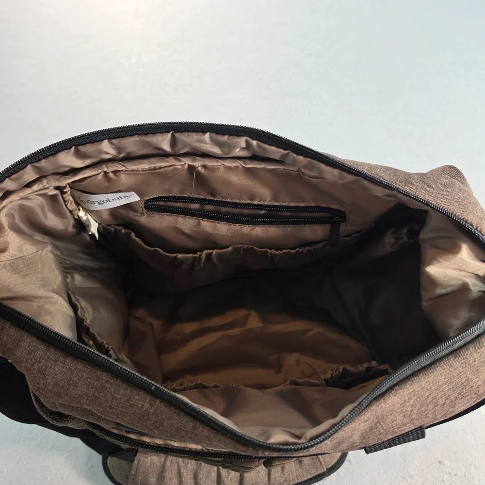 Ergobaby Diaper Bag Messenger Brown Quilted Shoulder Bag Travel Tote